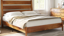 Mid-Century Modern Queen Platform Bed Frame With Headboard, No Box Spring Required, Queen