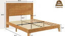 Wood Mid-Century Modern Platform Bed Frame With Headboard, No Box Spring Needed, Queen