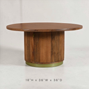 Astor fluted round coffee table with storage, warm brown oak
