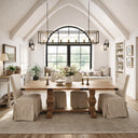 Better Wood 88" Wide Rectangular Pedestal Dining Table, Warm Brown Oak