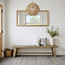 60" Farmhouse Solid Wood Accent Bench, Weathered Natural