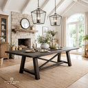 Newberry Orchard 83"-103" Wide Solid Wood Extendable Dining Table, Distressed Charcoal Oak