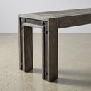 59" Modern Industrial Wooden Entryway Bench With Metal Accents, Rustic Gray