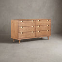 Scandinavian Farmhouse 6-Drawer Dresser, 100% Solid Wood, Light Oak Brown