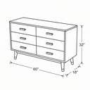 Scandinavian Farmhouse 6-Drawer Dresser, 100% Solid Wood, Light Oak Brown