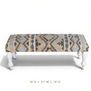 Diamond Blue Handwoven Bench, White Acacia Wood Legs