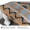 Diamond Blue Handwoven Bench, White Acacia Wood Legs