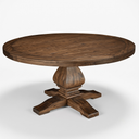 Pedestal Round Dining Table Farmhouse Style, Warm Reclaimed Brown