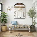 Diamond Blue Handwoven Bench, White Acacia Wood Legs