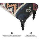 Rustic Farmhouse Handwoven Bench with Black Wood Legs