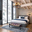 Rustic Farmhouse Handwoven Bench with Black Wood Legs