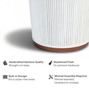 Astor Fluted Round Storage Coffee Table, Distressed Creamy White