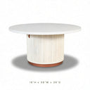 Astor Fluted Round Storage Coffee Table, Distressed Creamy White