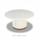 Astor Fluted Round Storage Coffee Table, Distressed Creamy White