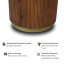 Astor Fluted Round Storage Coffee Table, Warm Brown Oak