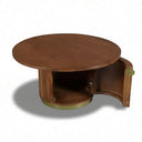 Astor Fluted Round Storage Coffee Table, Warm Brown Oak