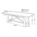 Measurement diagram of a wooden table with dimensions labeled