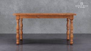 Granham Ash Solid Wood Farmhouse Dining Table for 4 to 6 People - Caramel Oak