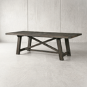 Orchard Extendable Solid Wood Trestle Farmhouse Dining Table, Charcoal