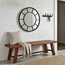 60" Farmhouse Solid Wood Accent Bench, Walnut Brown