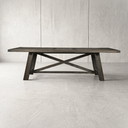 Orchard Extendable Solid Wood Trestle Farmhouse Dining Table, Charcoal