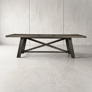 Orchard Extendable Solid Wood Trestle Farmhouse Dining Table, Charcoal