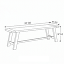 60" Farmhouse Solid Wood Accent Bench, Walnut Brown