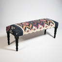 Rustic Farmhouse Handwoven Bench with Black Wood Legs