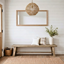 60" Farmhouse Solid Wood Accent Bench, Weathered Natural