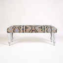 Designer Southwestern Kilim Bench, Natural Jute Upholstery and White Legs