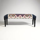 Rustic Farmhouse Handwoven Bench with Black Wood Legs