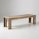58" Solid Wood Farmhouse Accent Bench, Weathered Natural