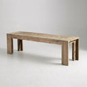 58" Solid Wood Farmhouse Accent Bench, Weathered Natural