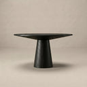 59" Hazel Round Dining Table, Black Oak