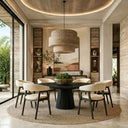 59" Hazel Round Dining Table, Black Oak