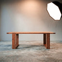 Better Wood & Home Brooke 84 inch solid pine wood dining table in Warm Oak finish with sled base