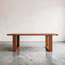 Better Wood & Home Brooke 84 inch solid pine wood dining table in Warm Oak finish with sled base