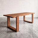 Better Wood & Home Brooke 84 inch solid pine wood dining table in Warm Oak finish with sled base three quarter view