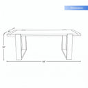 Brooke dining table dimensions: 84 inches wide by 42 inches deep by 30 inches high, seats 4 to 6