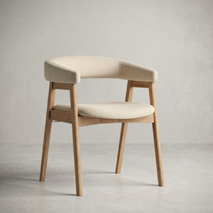 Wabi Sabi Solid Wood Curved Back Dining Chair, Set of 2, Natural Oak