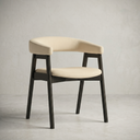 Wabi Sabi Solid Wood Curved Back Dining Chair, Set of 2, Black Oak