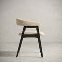 Wabi Sabi Solid Wood Curved Back Dining Chair, Set of 2, Black Oak