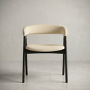 Wabi Sabi Solid Wood Curved Back Dining Chair, Set of 2, Black Oak