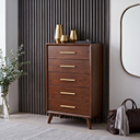 James Auden Midcentury Dresser, 100% Solid Wood 5-Drawer Tallboy Chest, Classic Walnut