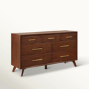 James Auden 60" Wide 7-Drawer Solid Wood Dresser, Classic Walnut