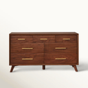 James Auden 60" Wide 7-Drawer Solid Wood Dresser, Classic Walnut