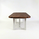 Benny Farmhouse Dining Table Extendable, Creamy White & Walnut