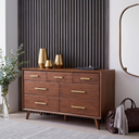 James Auden 60" Wide 7-Drawer Solid Wood Dresser, Classic Walnut