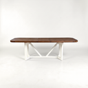 Benny Farmhouse Dining Table Extendable, Creamy White & Walnut