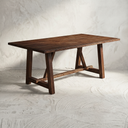 72" Trestle Dining Table, Espresso Walnut Brown